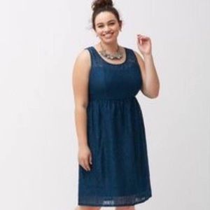 NWOT turquoise Lane Bryant Lacey dress. Size 20.